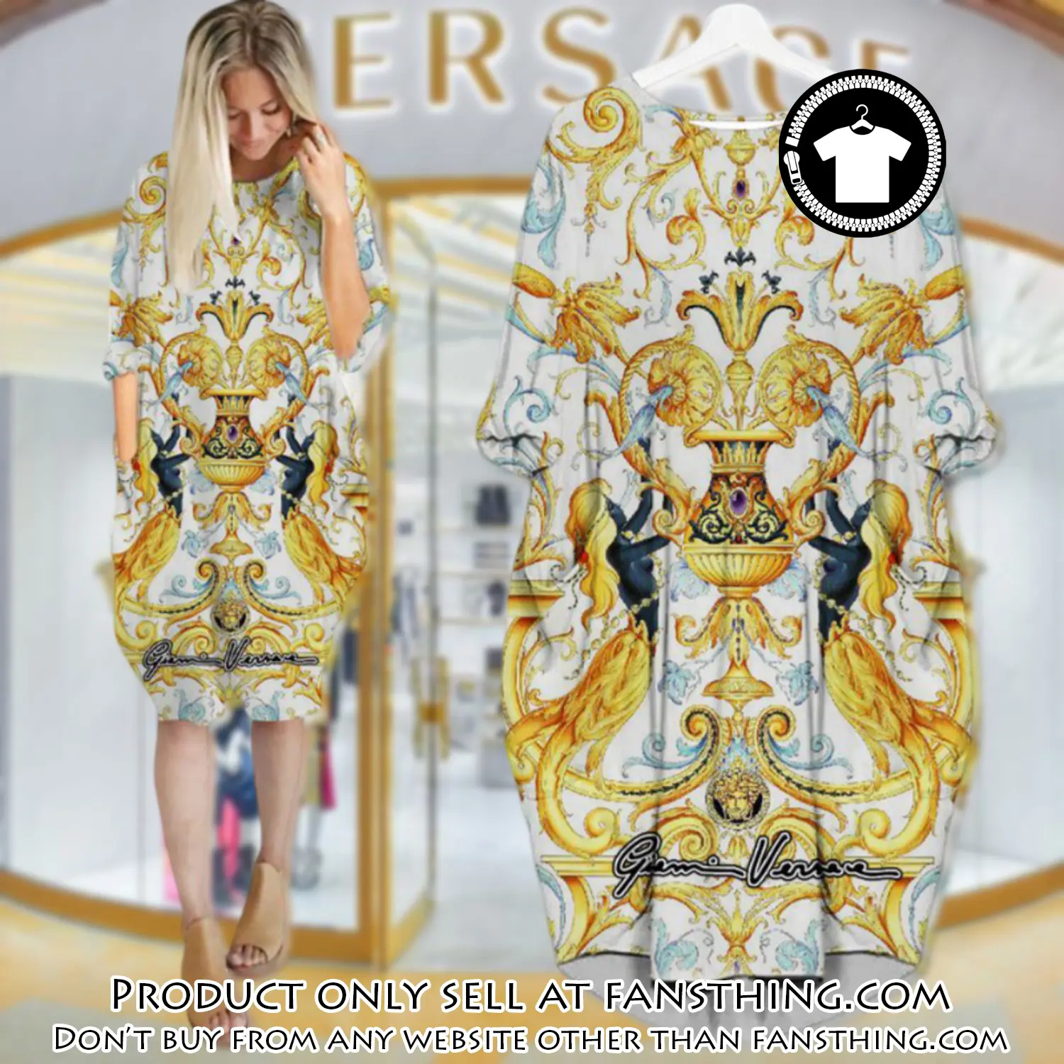 Gianni versace white batwing pocket dress luxury brand for women pd071 fst5926528